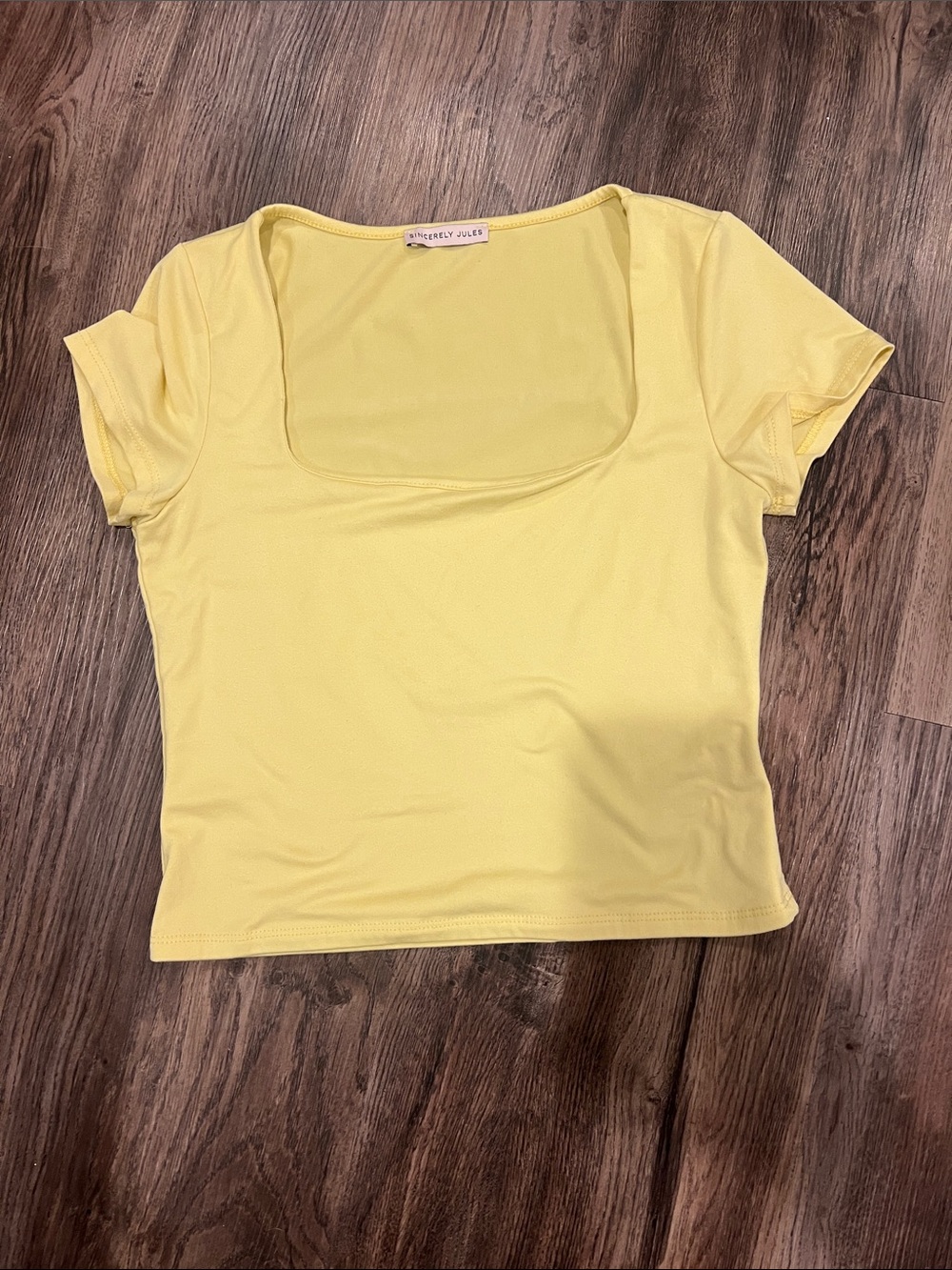 Yellow Square-Neck Crop Top
